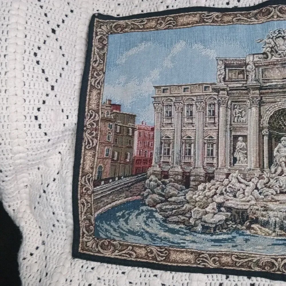 Fontana De Trevi Italian Tapestry Wall Art Hanging Made In Italy PAY‎ 19